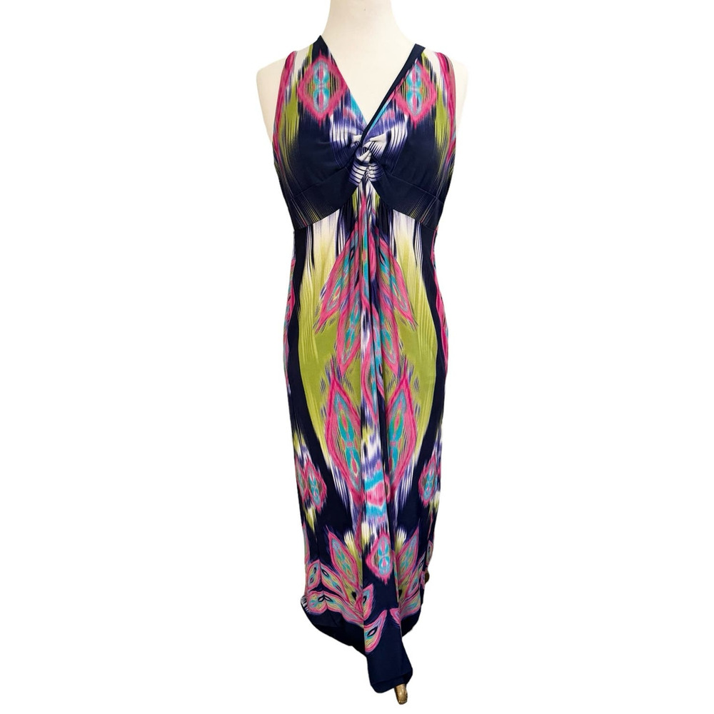 Chico's Navy Multi Ikat-Print Sleeveless Maxi Dress